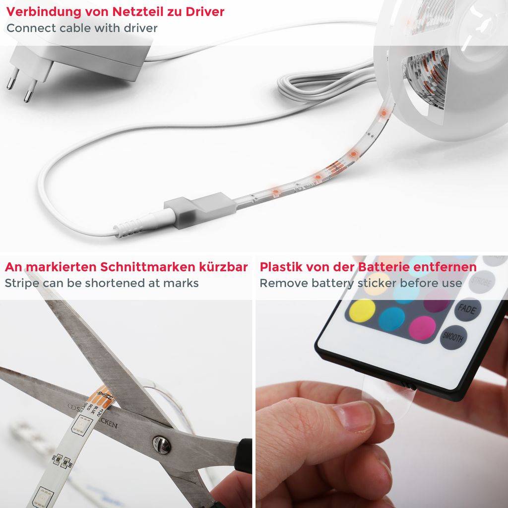 5m LED Band Stripe RGB Streifen Farbwechsel Lichtleiste Lichtkette Fernbedienung