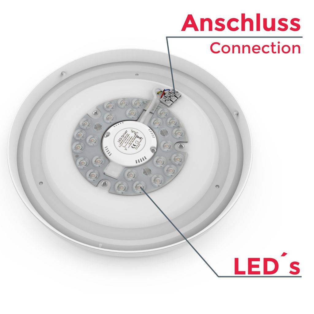 LED Deckenlampe Deckenleuchte 28cm 12W Wohnzimmer Design-Lampe Leuchte 230V WEIß