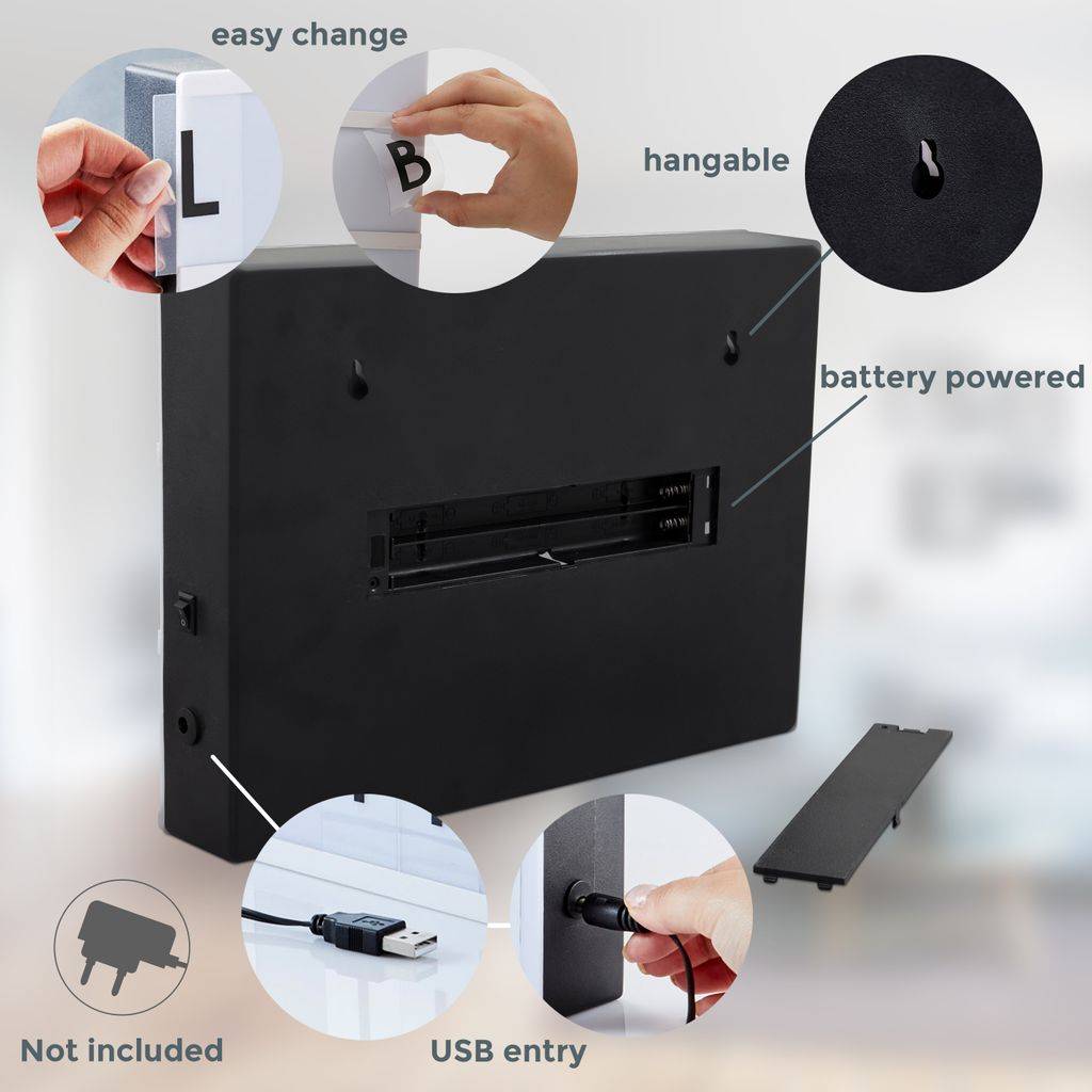 B.K.Licht Lightbox LED Leuchtkasten A4 Bunt USB Buchstaben Emojis Lichtbox Letterbox Deko
