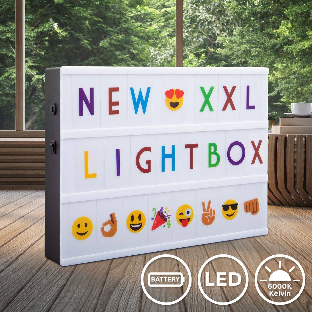 B.K.Licht Lightbox LED Leuchtkasten A4 Bunt USB Buchstaben Emojis Lichtbox Letterbox Deko