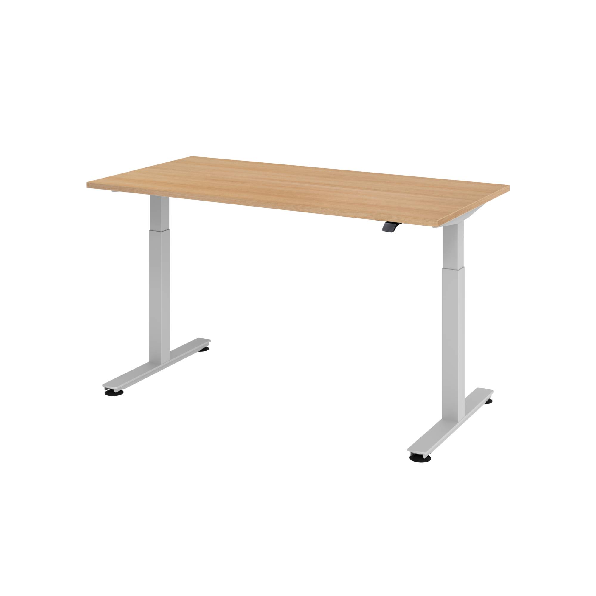 Sitz-Steh-Schreibtisch elektrisch 180x80 -128,5cm Eiche/Silber