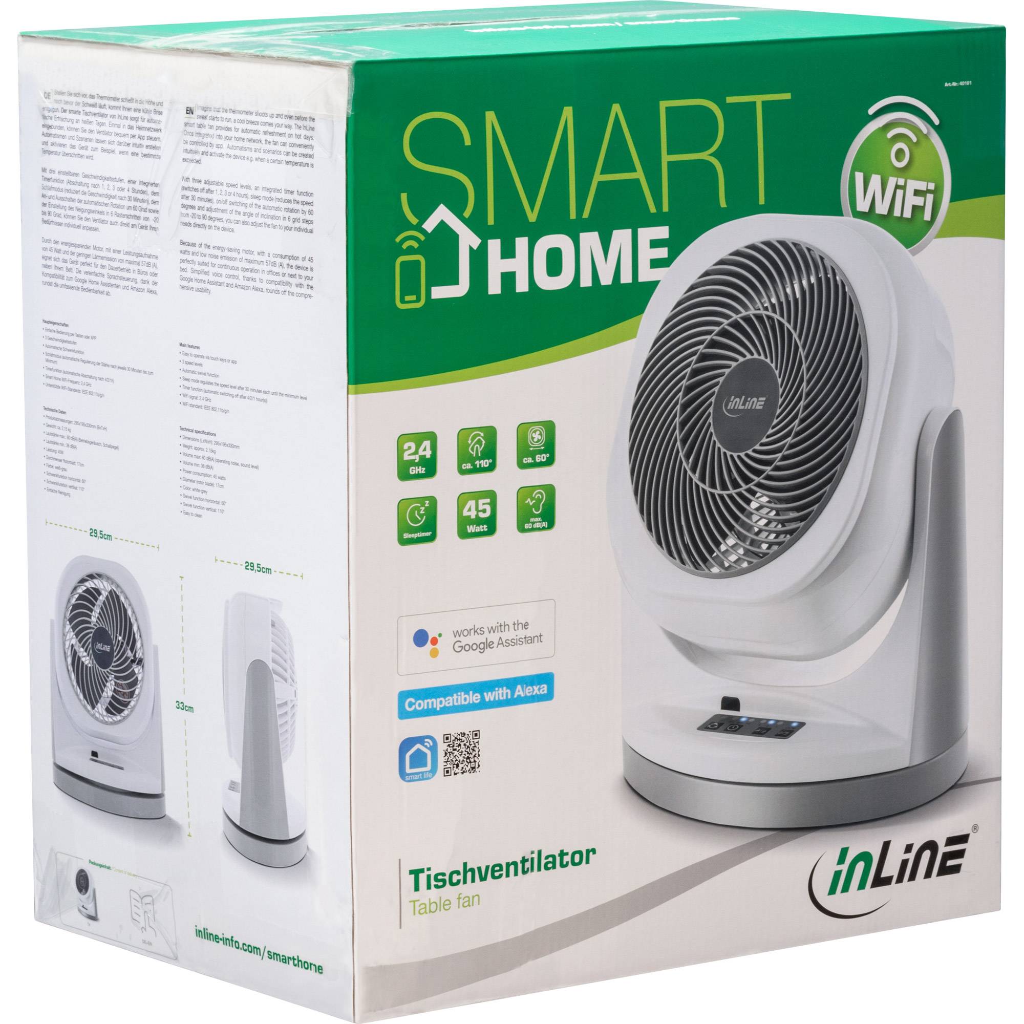 InLine SmartHome - Lüfter - Tisch - Weiß/Grau
