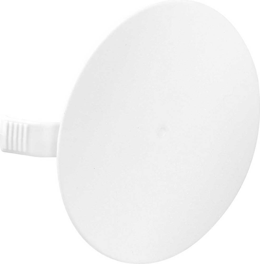 Ein rundes, weißes Wandhaken mit strukturierter Griffoberfläche an der Seite, entwickelt zum Aufhängen leichter Gegenstände auf glatten Oberflächen.