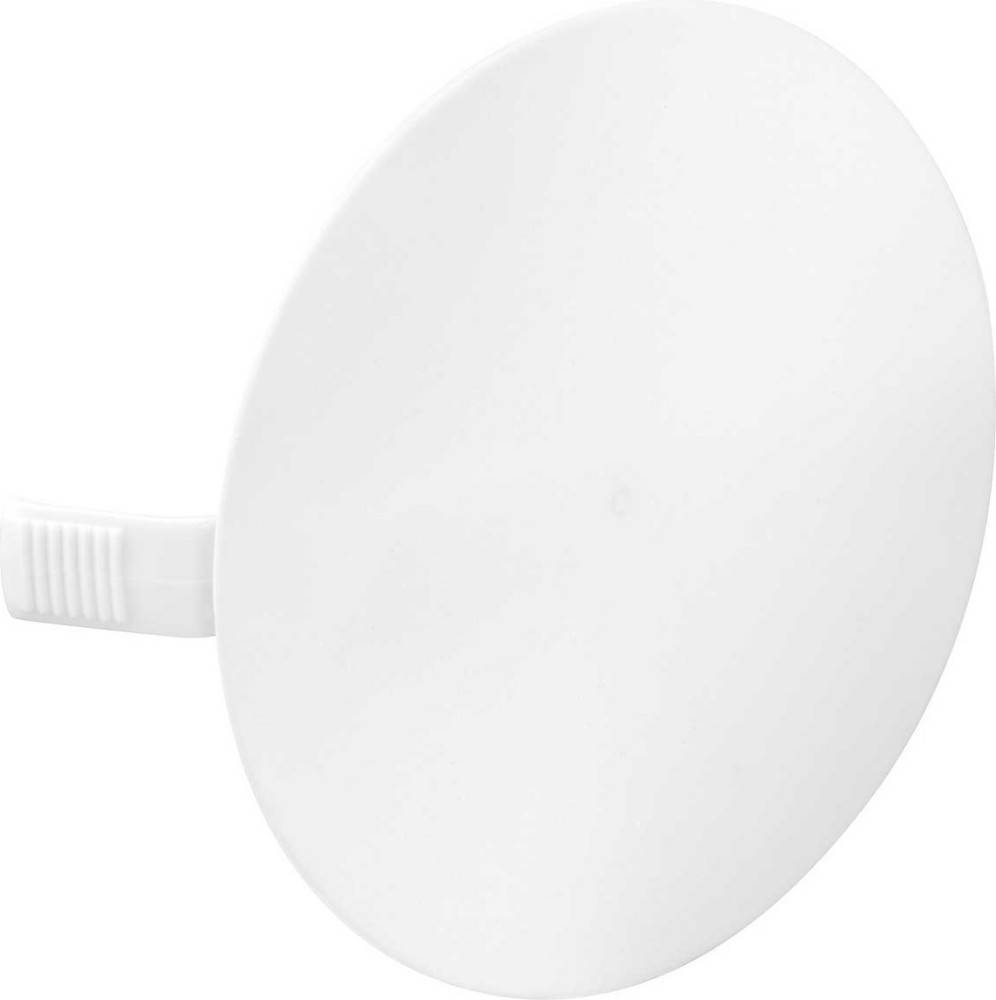 Ein weißer, ovaler Pinsel mit einem Griff an der Seite, der einem Körperputzpinsel ähnelt.