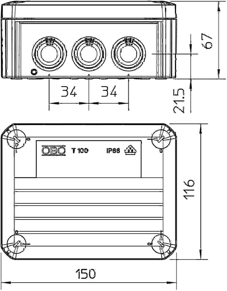 OBO Bettermann Kabelabzweigkasten T 100