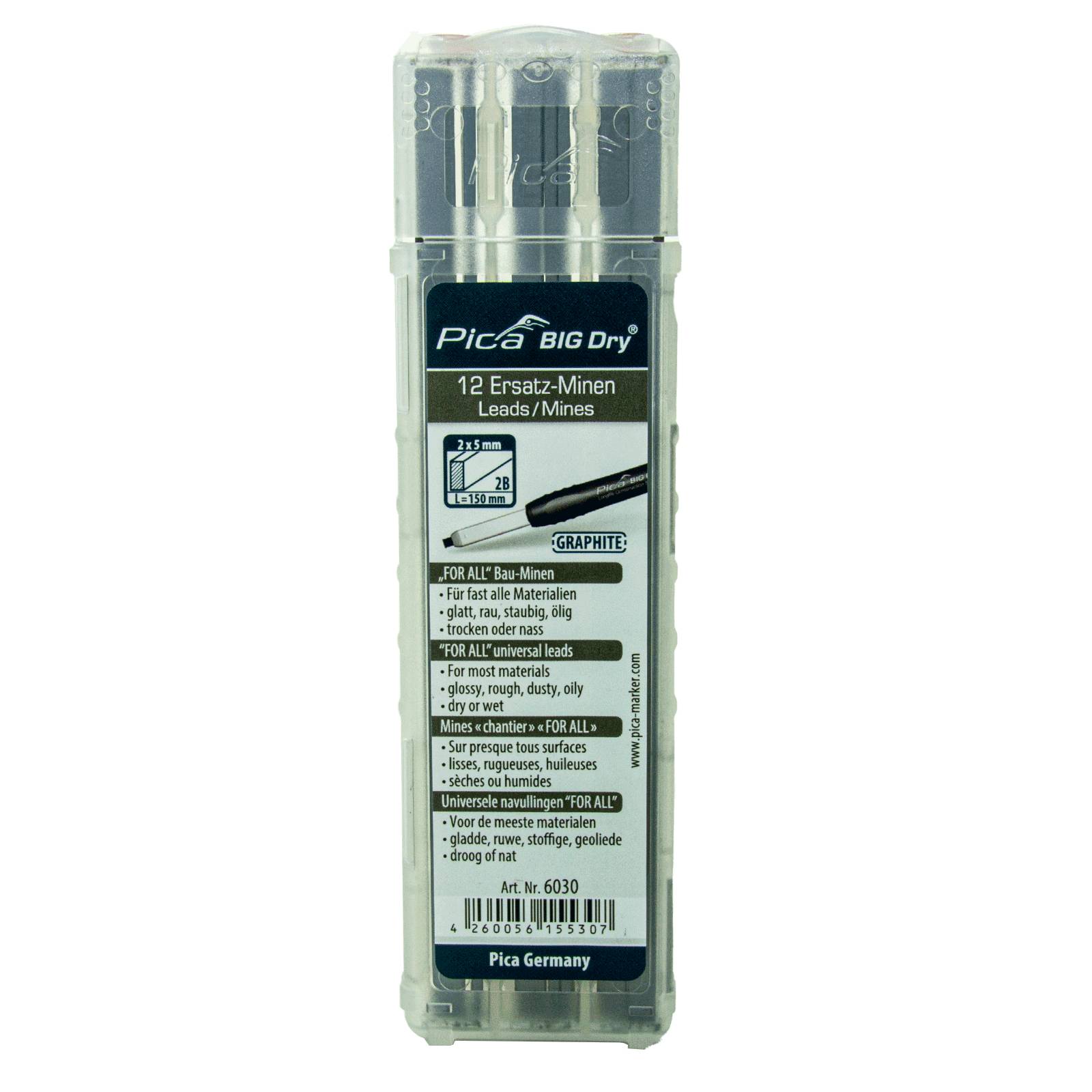 Pica BIG Dry Ersatz-Minen 6030, Wasserlösliche "FOR ALL" Bau-Minen