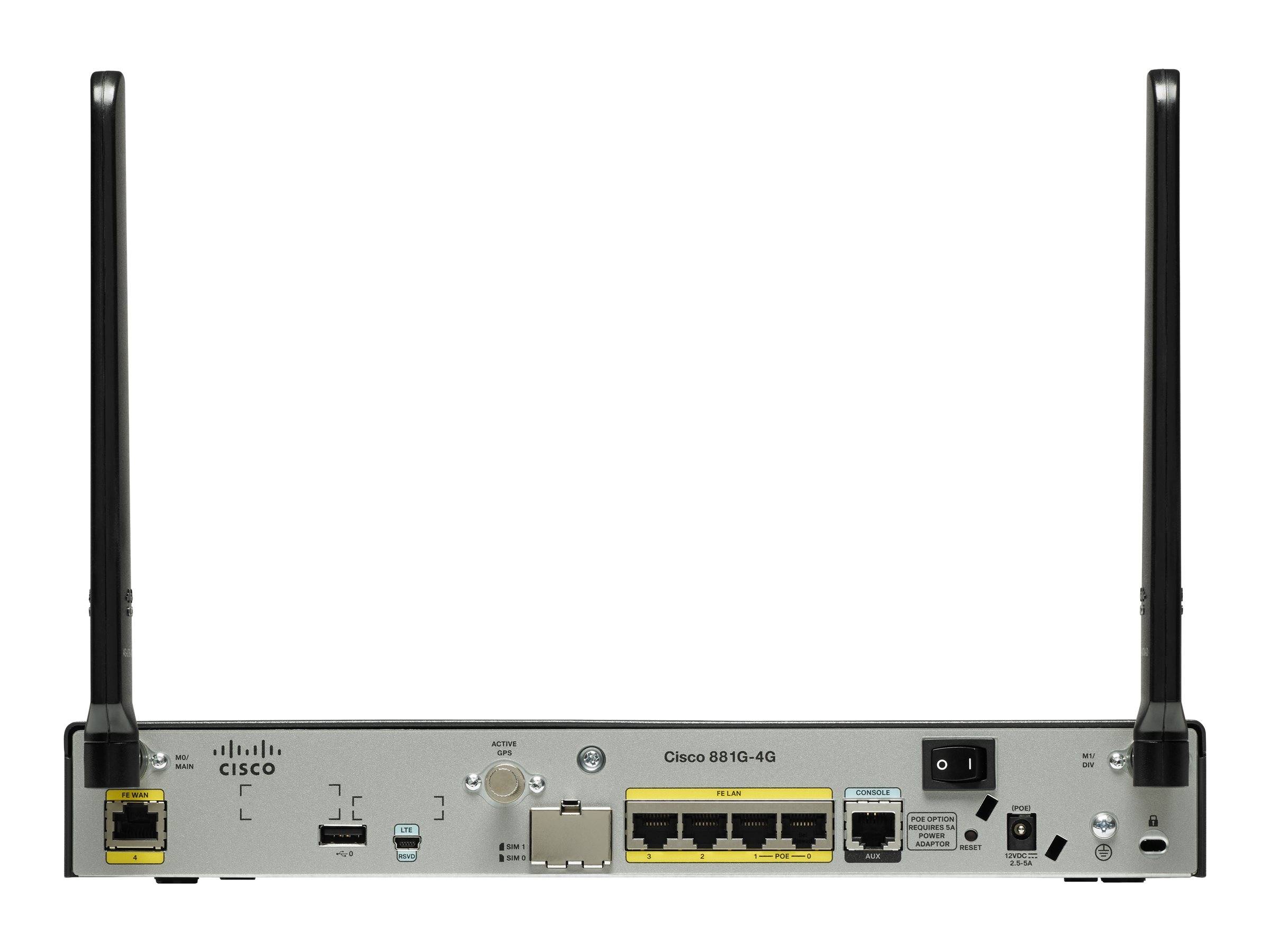 Cisco 881 4G - Ethernet-WAN - Gigabit Ethernet - SIM-Karten-Slot - SchwarzLTE