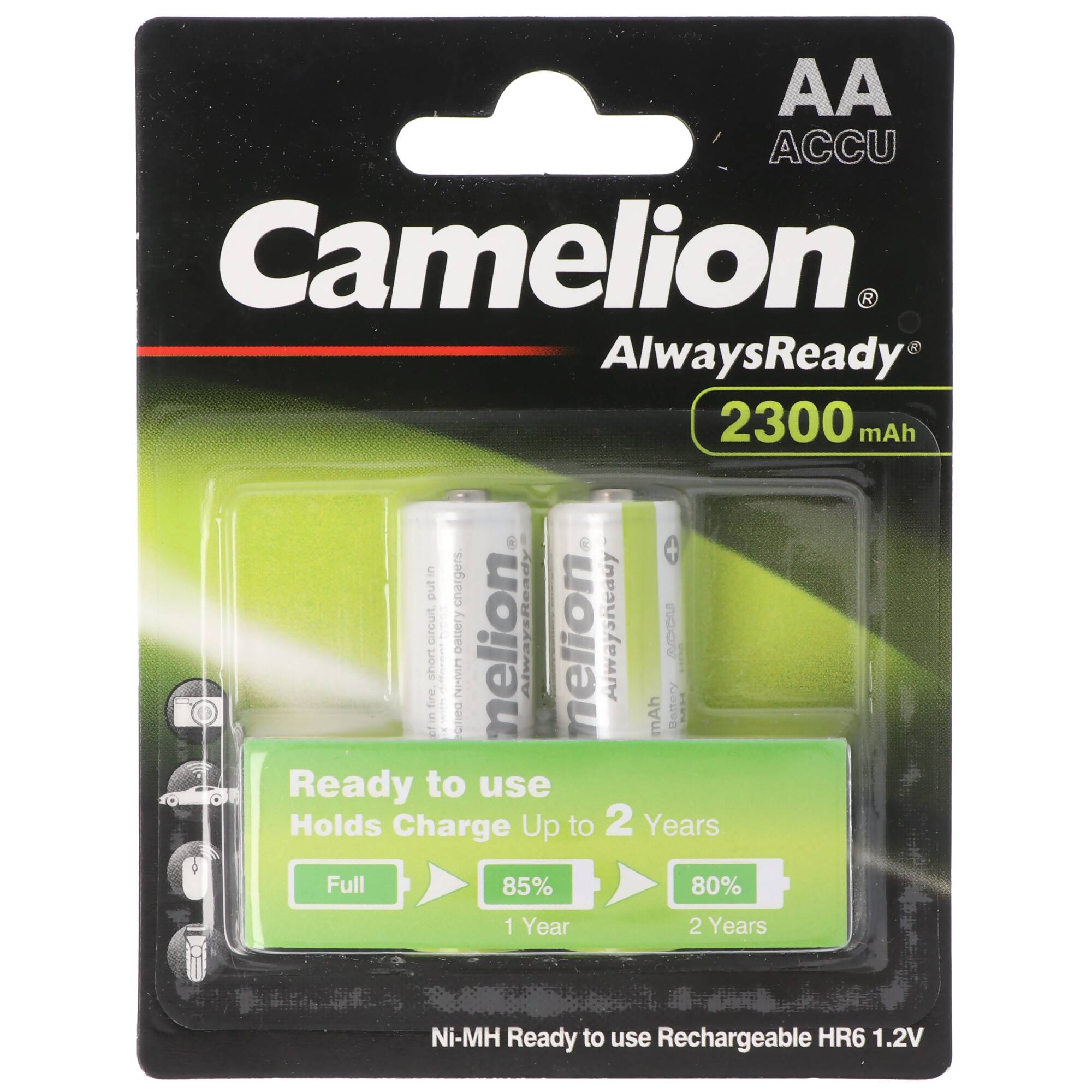 AA, Mignon LR6, HR6, NiMH Akku mit bis zu 2300mAh in 2er Blisterverpackung, Always Ready mit geringer Selbstentladung, R