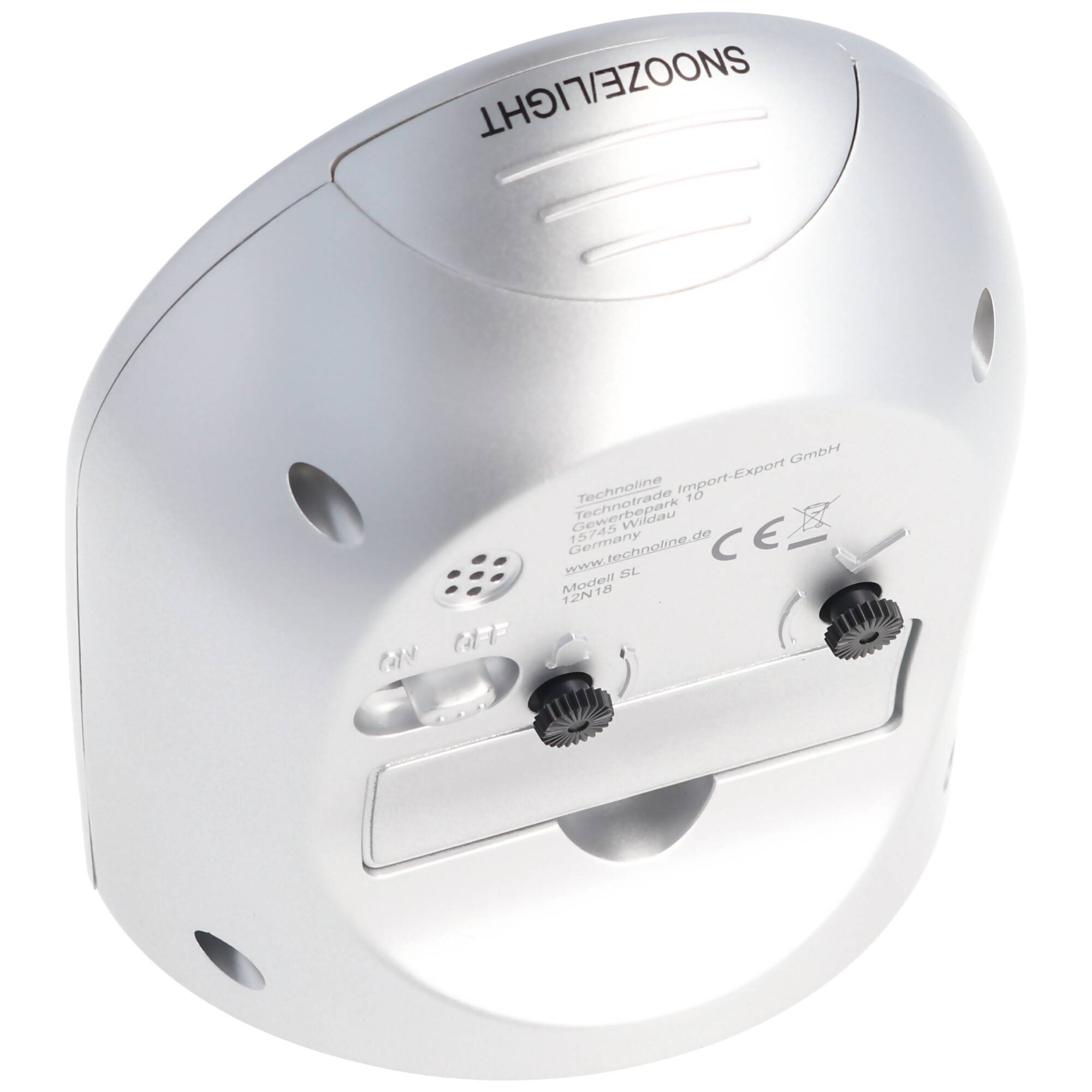 Quartz Wecker silber mit weissem Ziffernblatt, ohne Ticken, silent movement Quartz Alarm clock