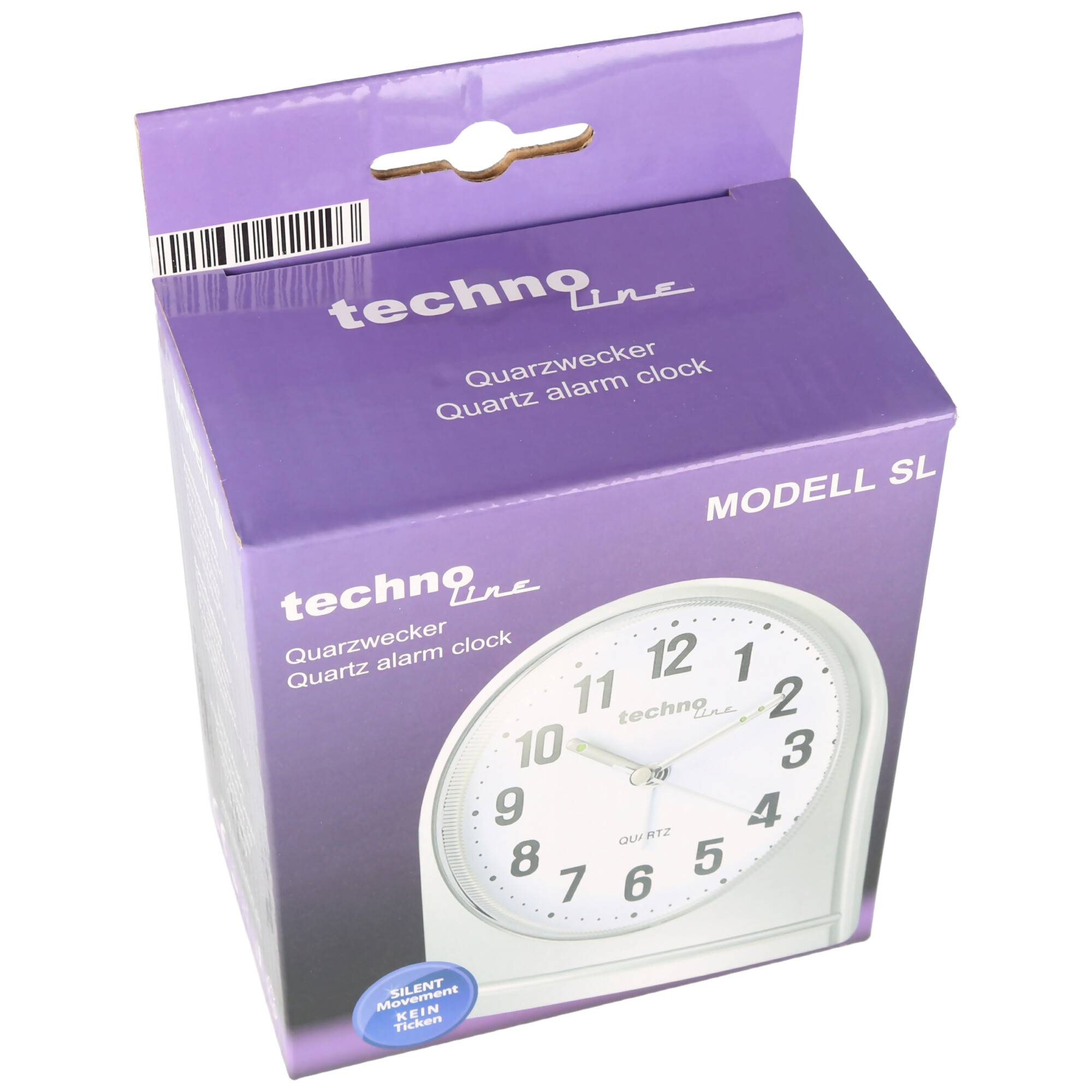 Quartz Wecker silber mit weissem Ziffernblatt, ohne Ticken, silent movement Quartz Alarm clock
