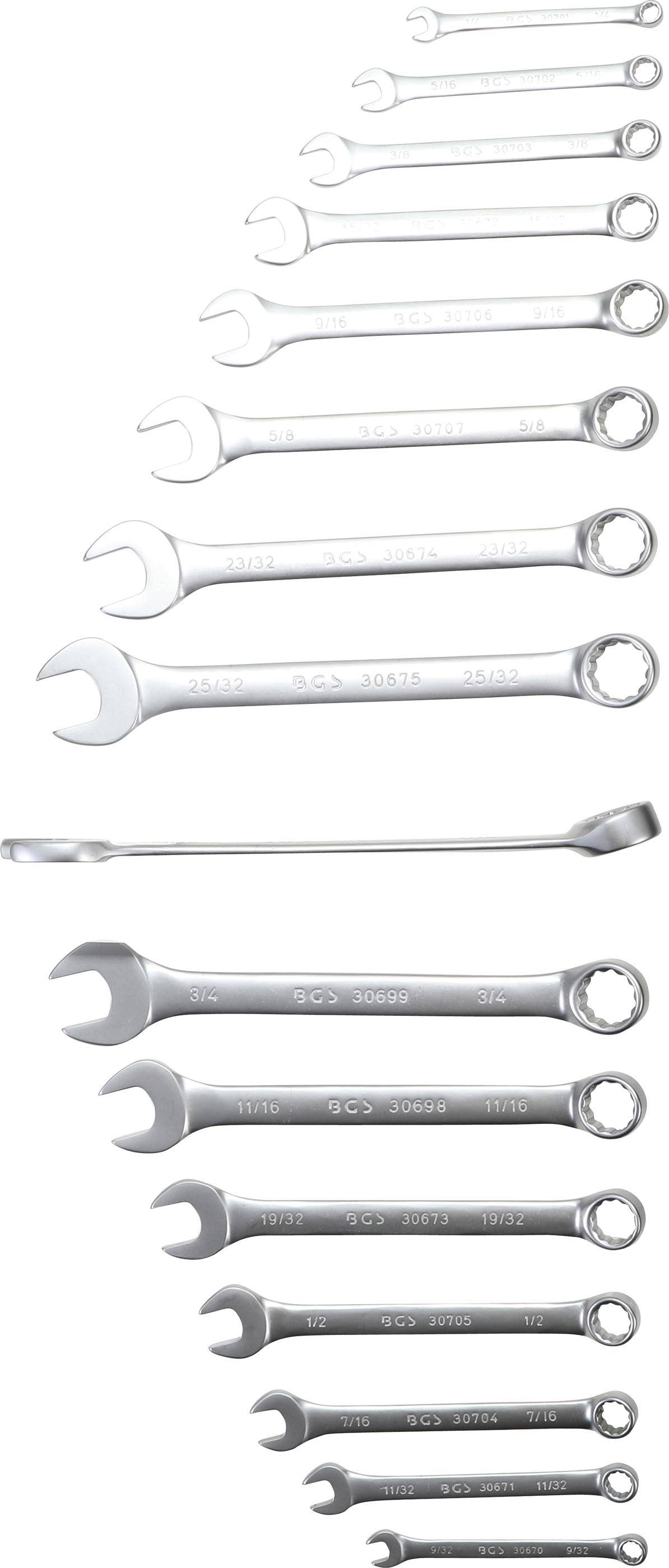 BGS Maul-Ringschlssel-Satz | Zollgren | SW 1/4" - 1.1/4" | 25-tlg.