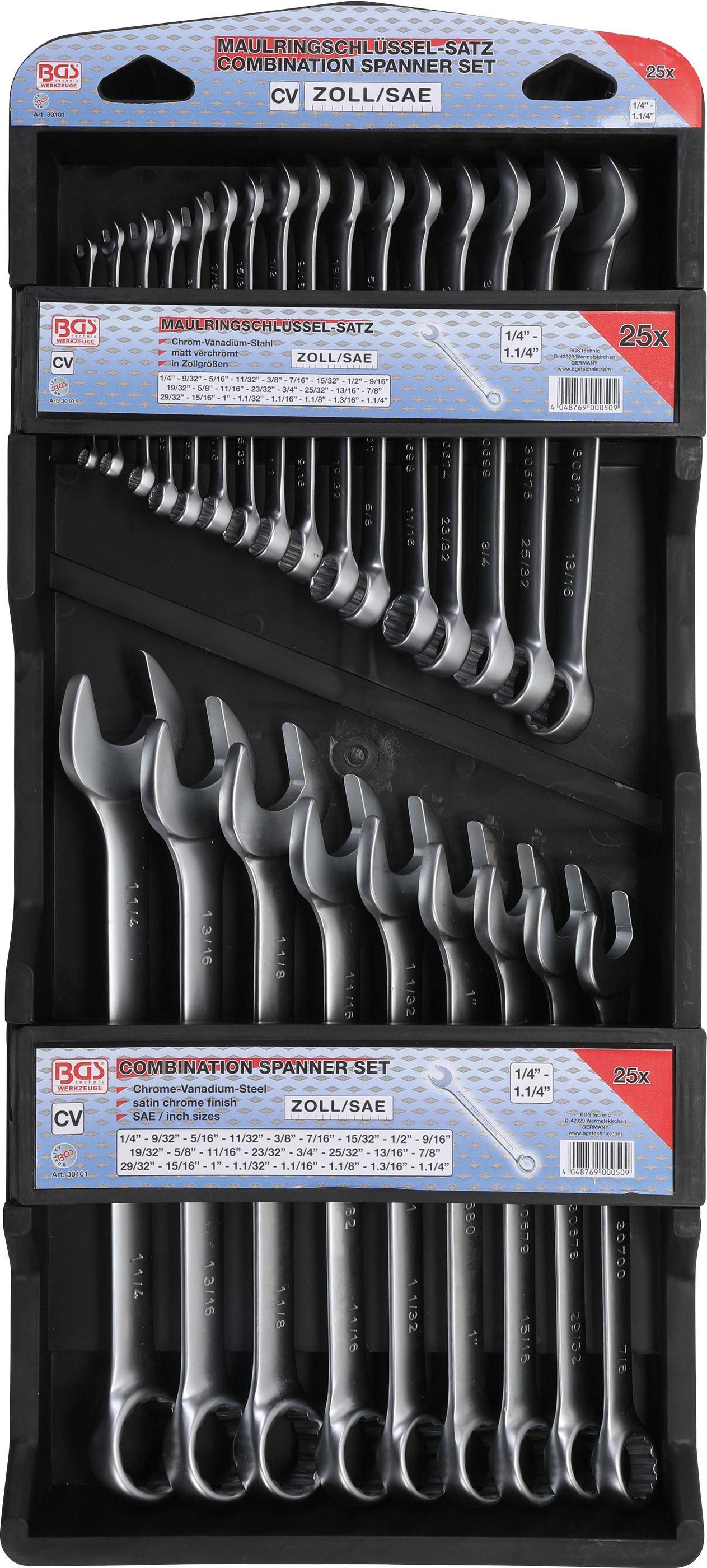 BGS Maul-Ringschlssel-Satz | Zollgren | SW 1/4" - 1.1/4" | 25-tlg.