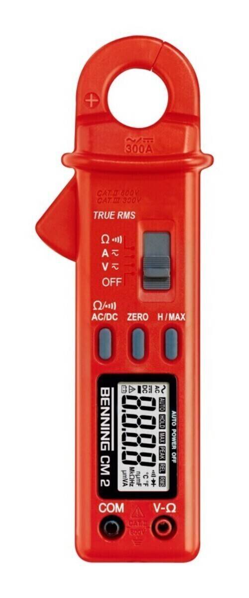 Ein roter digitaler Multimeter mit Display, Schalter mit der Beschriftung 