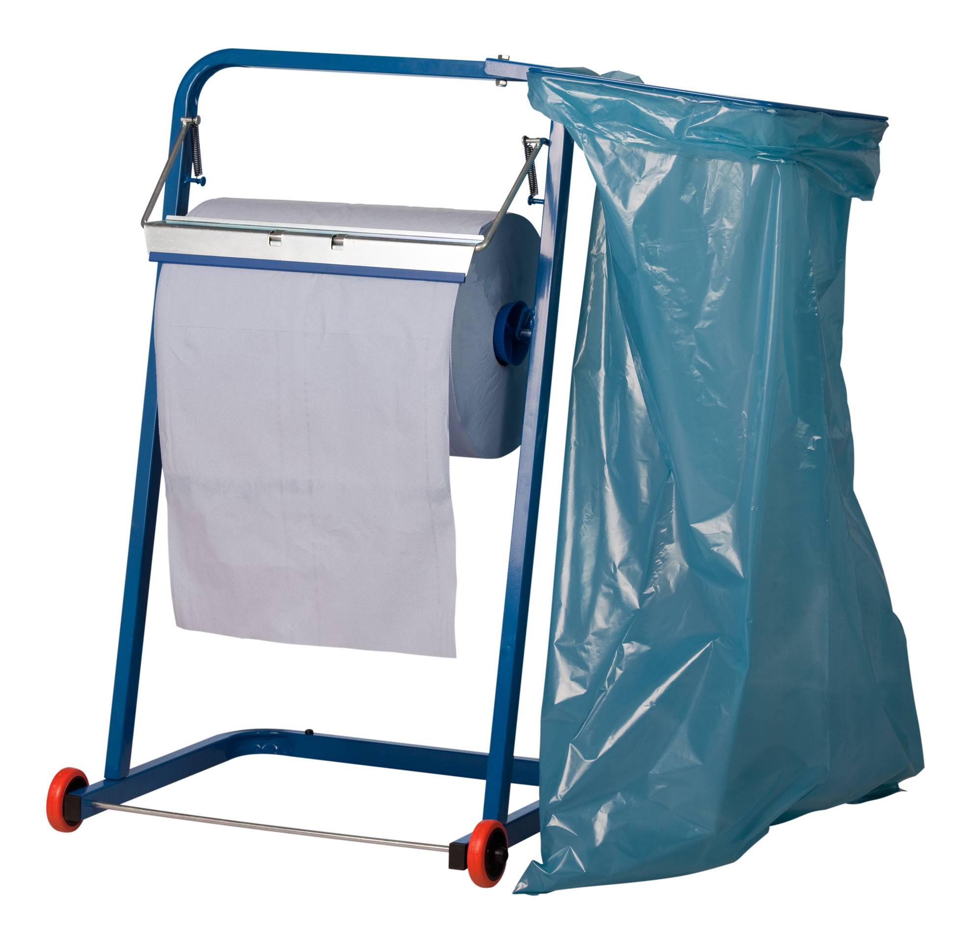 Bodenständer - mit Abfallsackhalter bis 40 cm Rollenbreite, blau, 900 x 500 x 440 mm (H/B/T), <Metall - Artikel: 960642