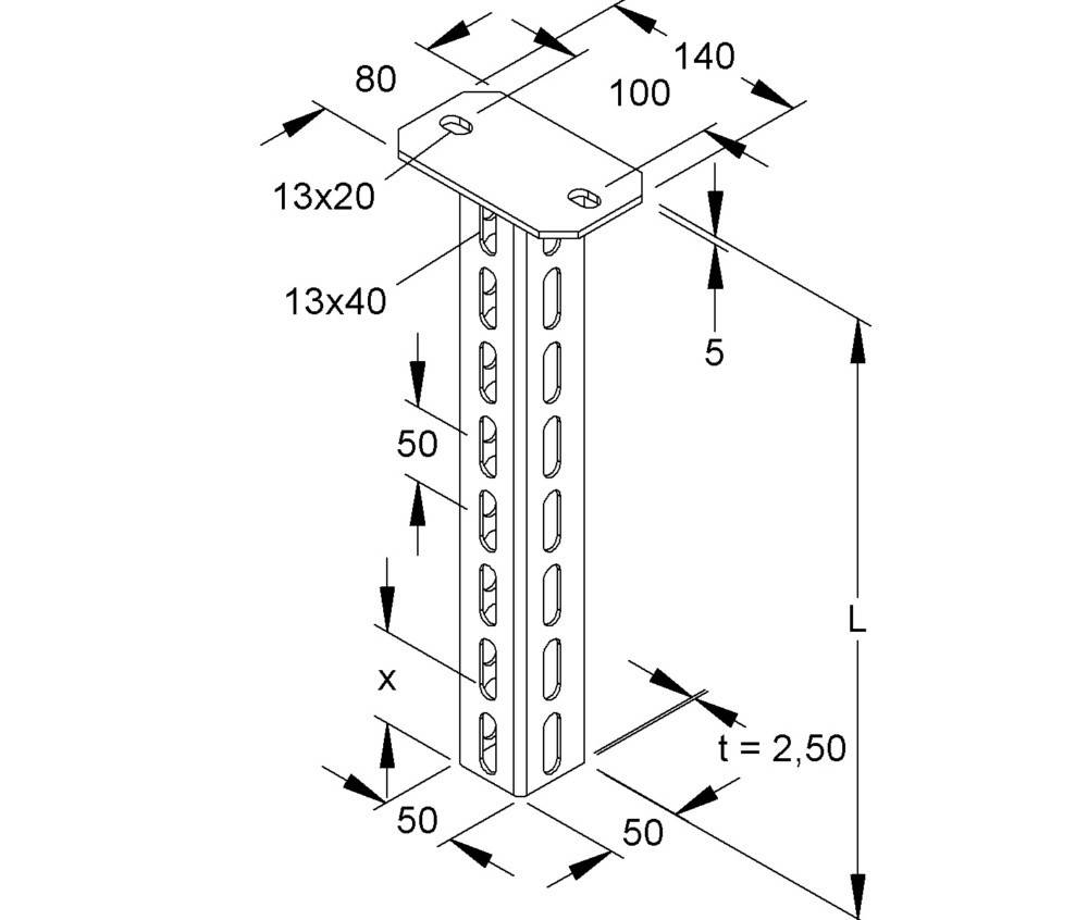 Niedax Hängestiel U-Profil HU 5050/250 C1KG