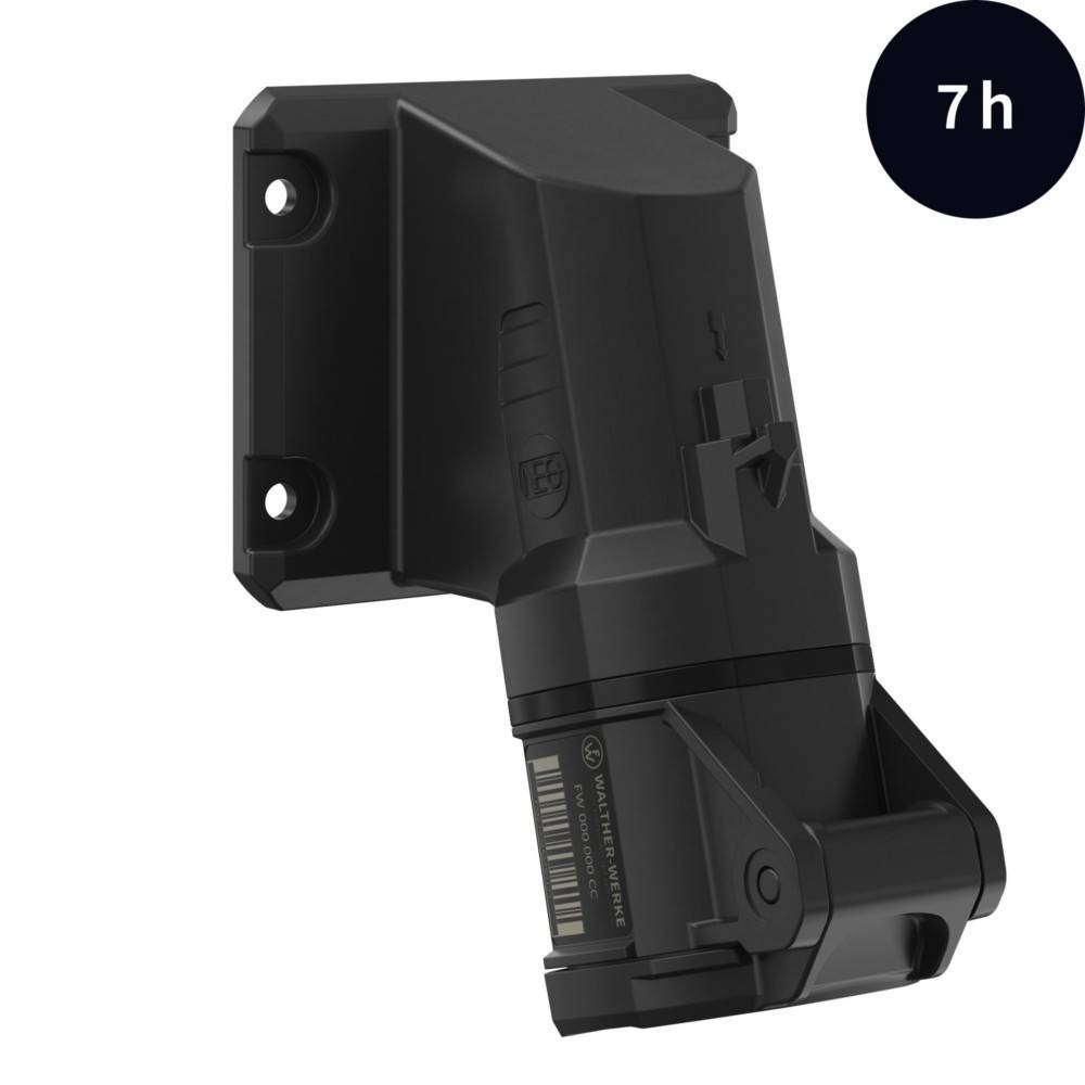 Eine schwarze Automobilkomponente mit Befestigungslöchern, möglicherweise ein Sensor oder Anschluss, wird vor einem weißen Hintergrund mit der Beschriftung '7h' gezeigt.