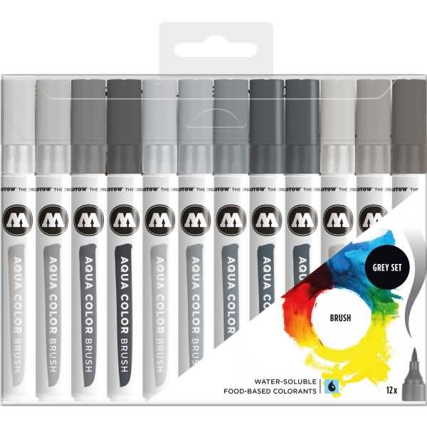 Aquarellstift Aqua Color Brush Grey-Set 1 1-2 mm sortiert VE=12 Farben