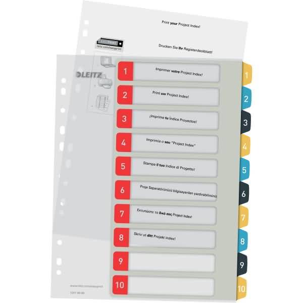 Register Cosy A4 1-10 bedruckbar PP 10 Blatt farbig