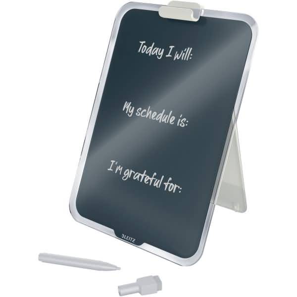 Glas Desktop-Notizboard Cosy A4 Sicherheitsglas magnetisch aufstellbar grau