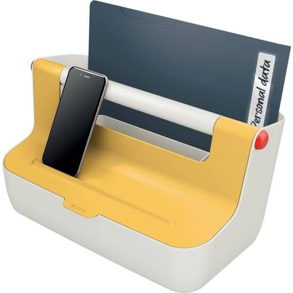 Mobile Aufbewahrungsbox Cosy ABS-Kunststoff hellgrau/gelb