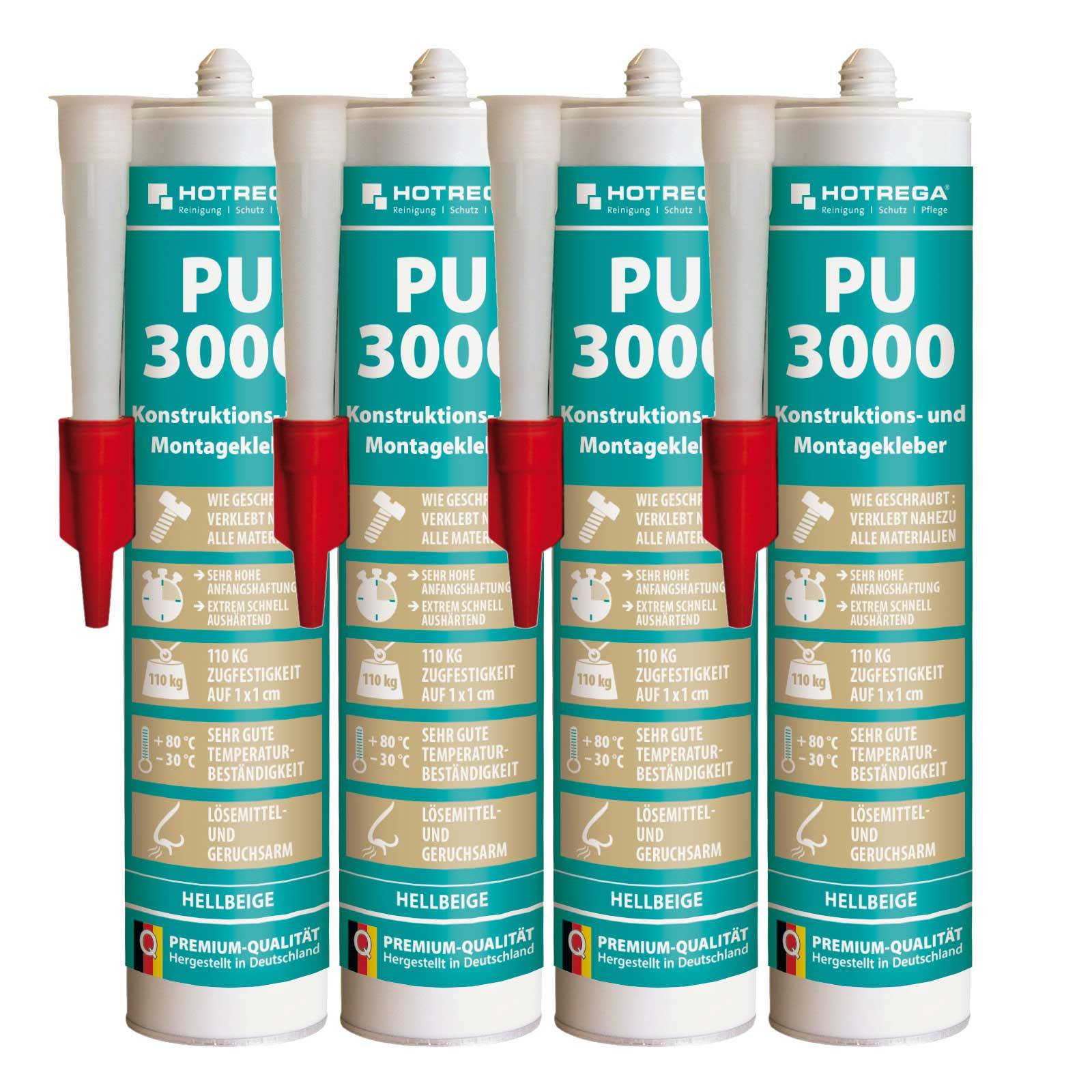 HOTREGA Konstruktions- und Montagekleber PU-3000 4x 310ml