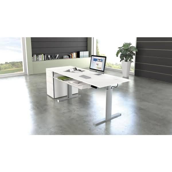 Sitz-/Stehtisch Move 3 BxTxH 100x60x72-120cm silber/weiß