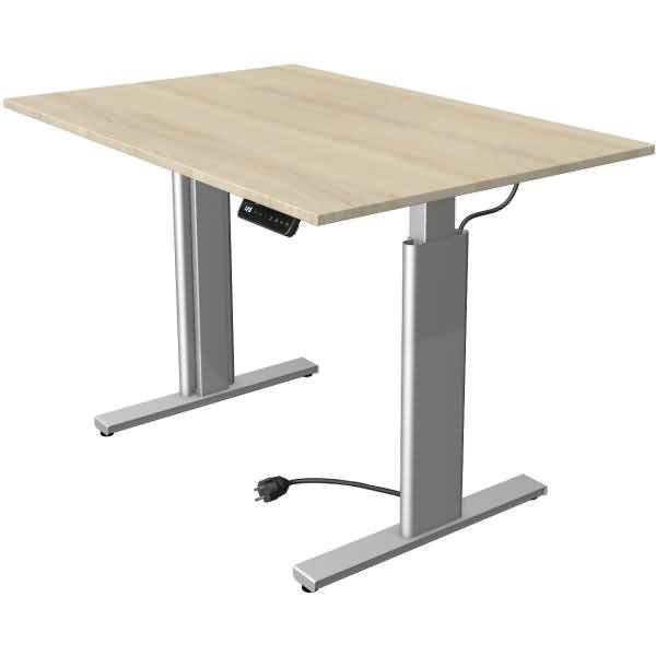 Sitz-/Stehtisch Move 3 BxTxH 120x60x72-120cm silber/ahorn
