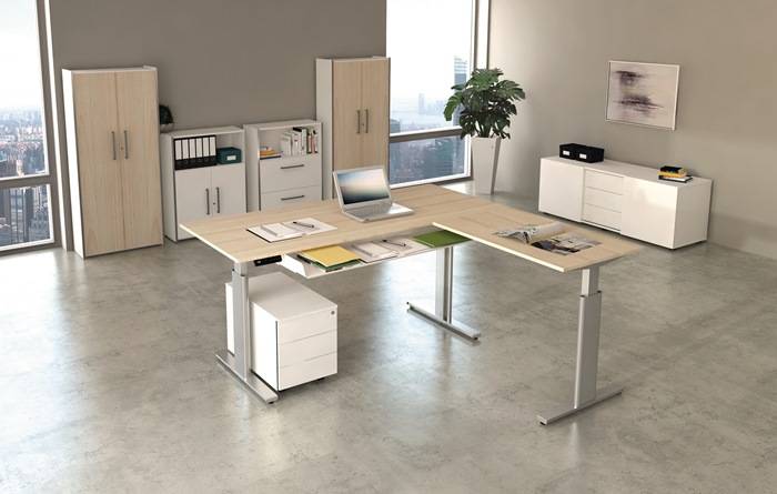 Schreibtisch M-ove silber H720-1200xB2000xT1000mm graphit