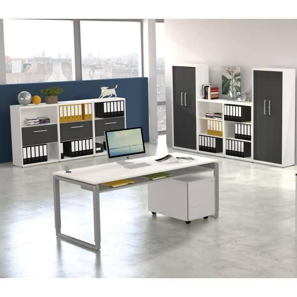 Schreibtisch Architekt BxTxH 160x80x75cm Bügelgestell weiß