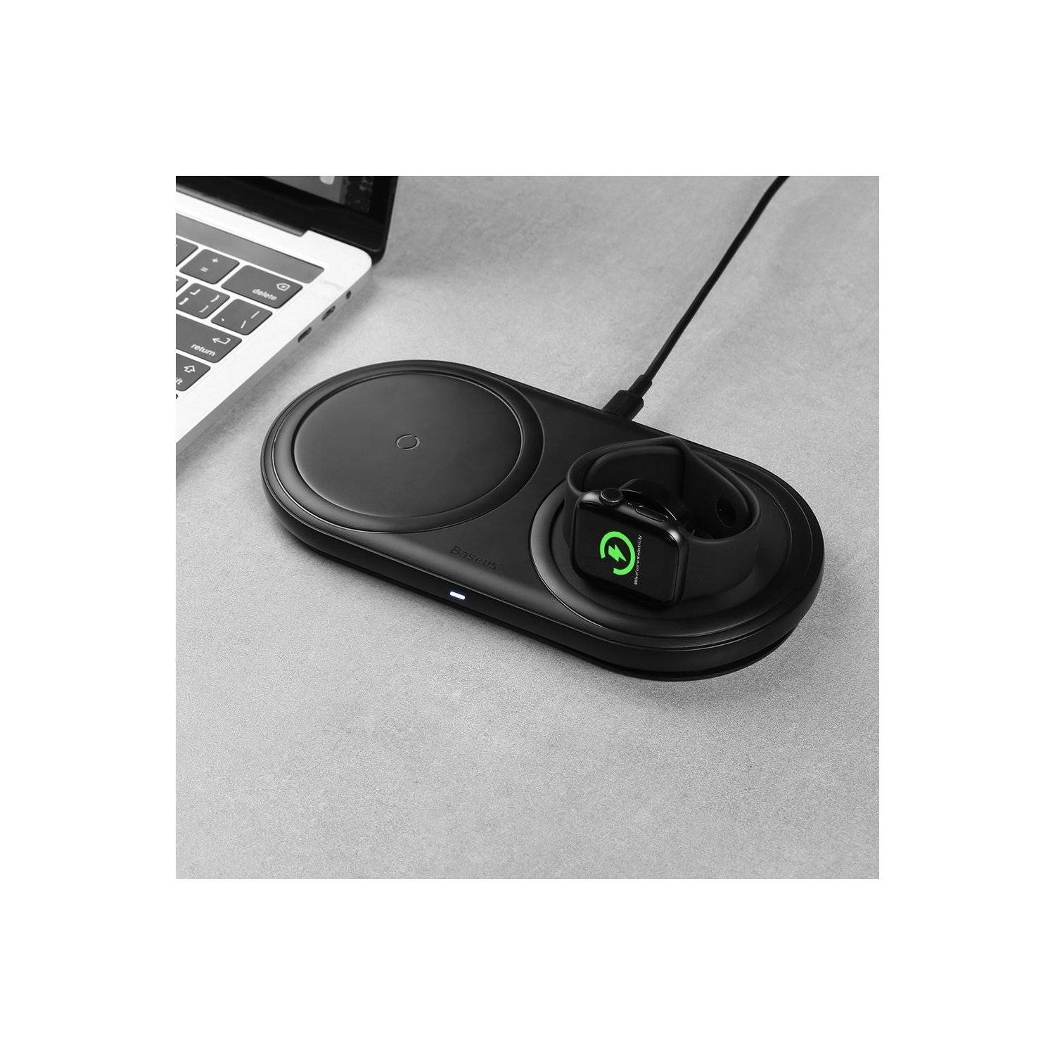 Baseus kabelloses Wireless Charger Ladegerät 10W + USB Typ C Kabel 3A 1M + Wandladegerät 12 V / 2A schwarz