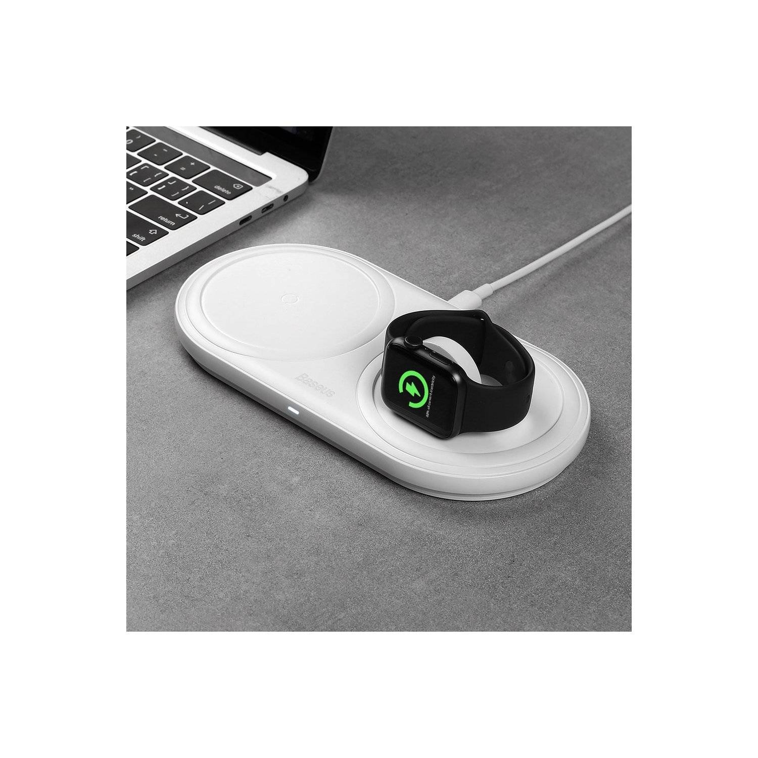 Baseus kabelloses Wireless Charger Ladegerät 10W + USB Typ C Kabel 3A 1M + Wandladegerät 12 V / 2A weiß