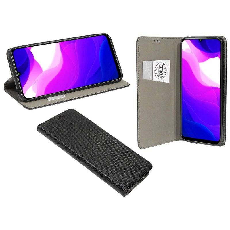 Buch Tasche "Smart" für Xiaomi Mi 10 Lite Handy Hülle Etui Brieftasche Schutzhülle mit Standfunktion, Kartenfach Schwarz