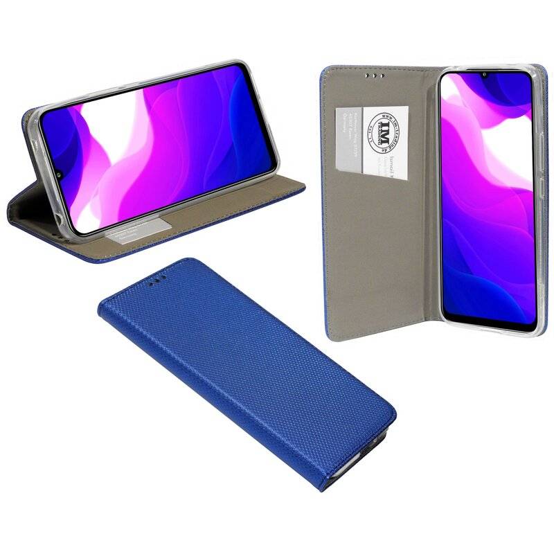 Buch Tasche "Smart" für Xiaomi Mi 10 Lite Handy Hülle Etui Brieftasche Schutzhülle mit Standfunktion, Kartenfach Blau