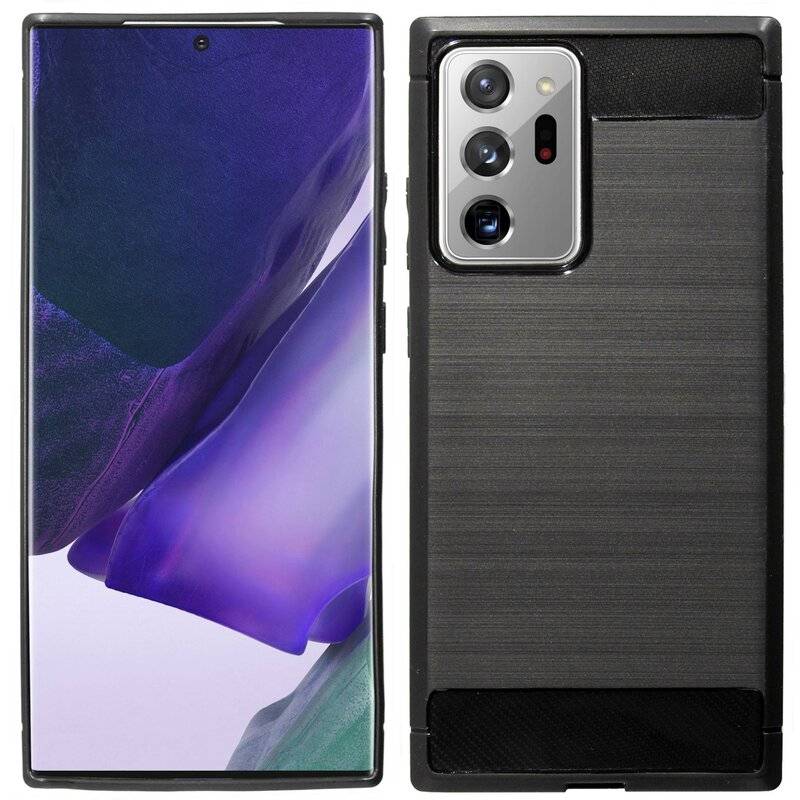 Silikon Hülle Bumper Carbon für SAMSUNG GALAXY NOTE 20 ULTRA (N985F) Case TPU Soft Handyhülle Cover Schutzhülle Schwarz