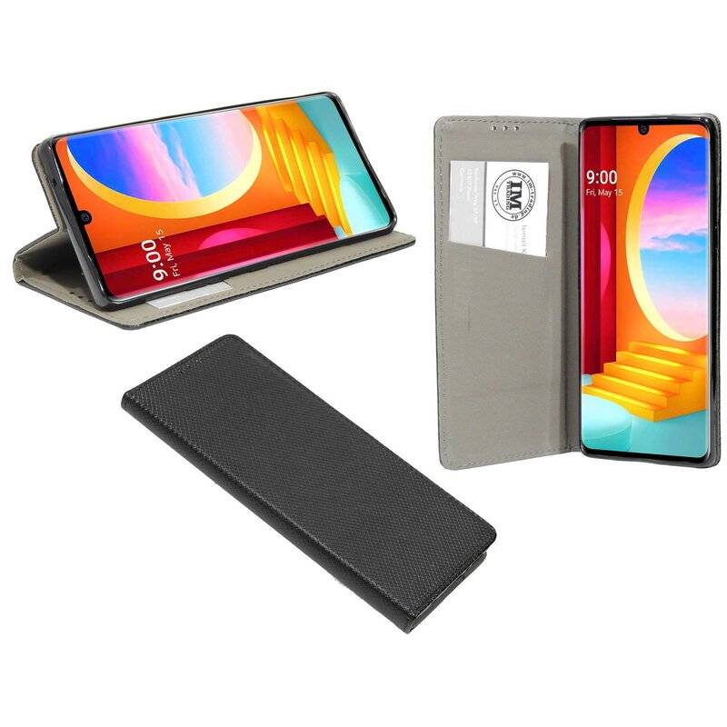 Buch Tasche "Smart" für LG VELVET Handy Hülle Etui Brieftasche Schutzhülle mit Standfunktion, Kartenfach Schwarz