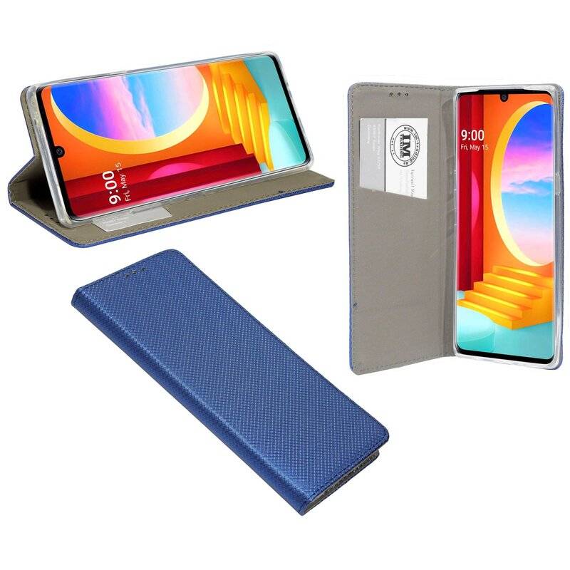 Buch Tasche "Smart" für LG VELVET Handy Hülle Etui Brieftasche Schutzhülle mit Standfunktion, Kartenfach Blau