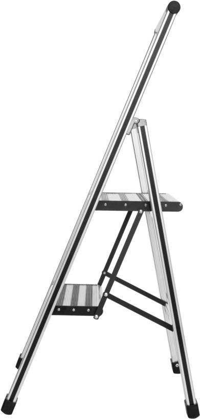 WENKO Alu-Design Klapptrittleiter 2-stufig Haushaltsleiter (601011100)