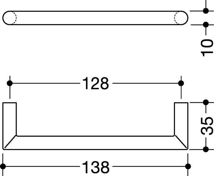 Möbelgriff 562.10B128 PA 90 tiefschwarz ma 128mm D.10mm HEWI