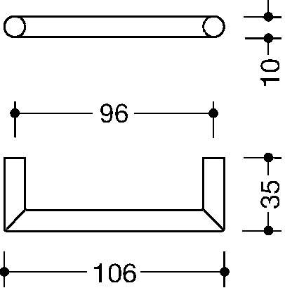 Möbelgriff 562.10B96 PA 90 tiefschwarz ma 96mm D.10mm HEWI