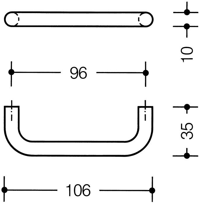 Möbelgriff 548.106B PA 99 reinweiß ma 96mm D.10mm HEWI