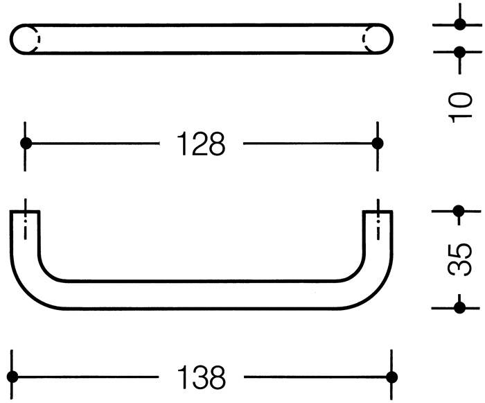 Möbelgriff 548.138B PA 99 reinweiß ma 128mm D.10mm HEWI