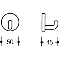 Einzelhaken 477.90B010 einfach A.45mm PA 92 grau ma D.50mm HEWI Einzelhaken 477.90B010 einfach A.45mm PA 92 grau ma D.50mm HEWI