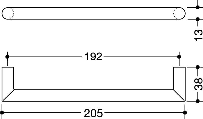 Möbelgriff 562.13B192 PA 90 tiefschwarz ma 192mm D.13mm HEWI