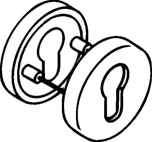 Schlüsselrosetten-Paar 306.23PB 90 Ku.90 Schildst.10,5mm PZ rd.HEWI