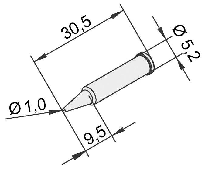 Lötspitze für i-Tool, gerade, bleistiftspitz, 1mm, 0102PDLF10