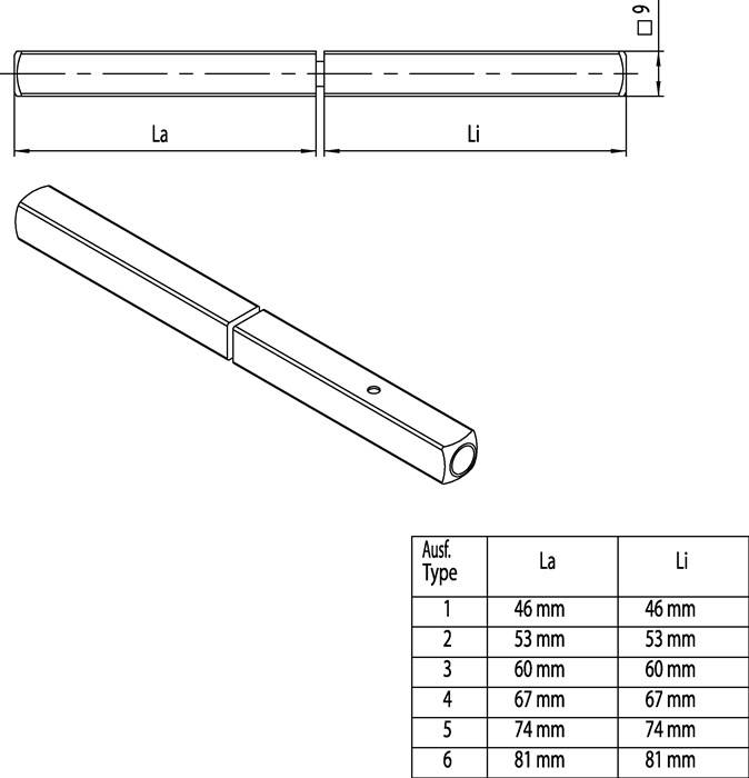 Panik-Stift 120 FS SECURE 4-KT.9mm TS 79-85mm geteilter Vollstift OGRO