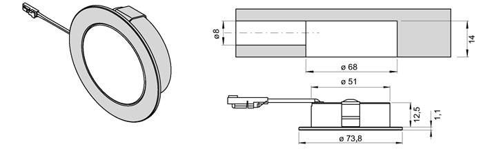 Einbauleuchte Chip L 68 VA 12 V 4 W emotion L&S…