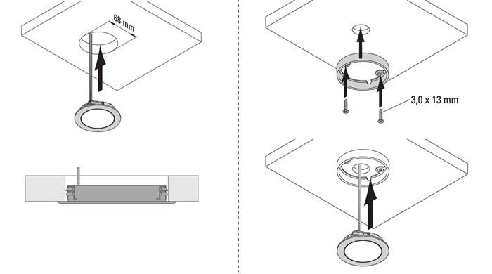 L & S DEUTSCHLAND GmbH Einbauleuchte Chip Emotion 12 V 4 W EL.-D.68mm Rahmenfarbe Edelstahloptik L&S 2000017