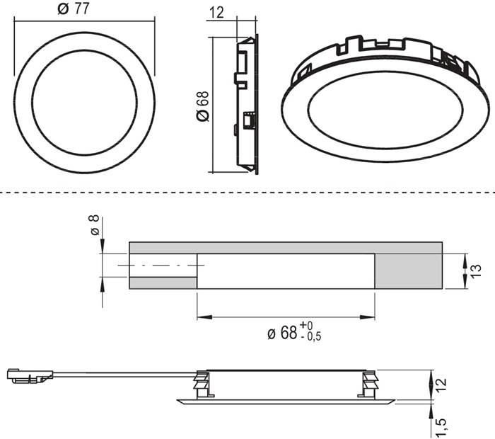 L & S DEUTSCHLAND GmbH Einbauleuchte Moonlight Emotion 12 V 3,6 W Rahmenfarbe VA L&S 2000003