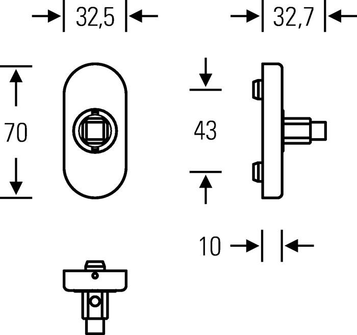 Fenstergriffadapter 34 0000 09039 VA f.matt 24-38mm m.Rastung FSB